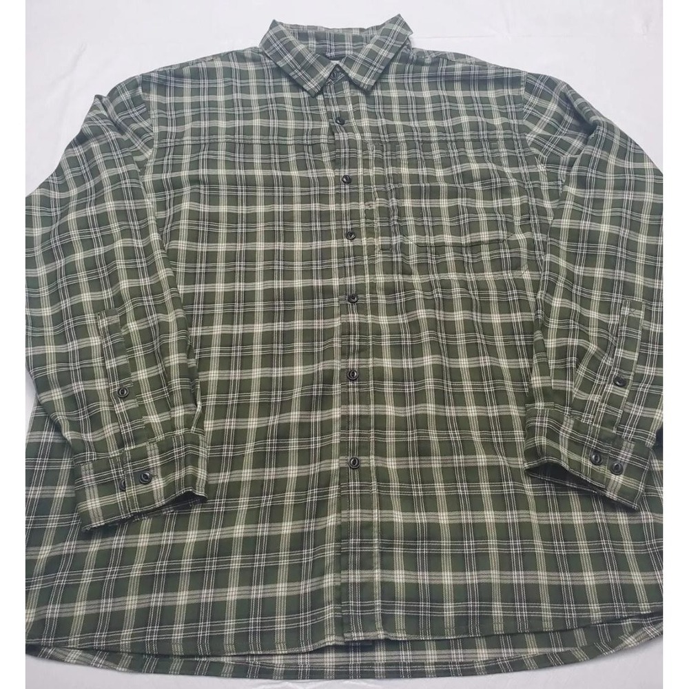 LL‎ Bean Shirt Mens 2XL Plaid Button Up Zip Pocket Mesh Lined Outdoor Hiking
